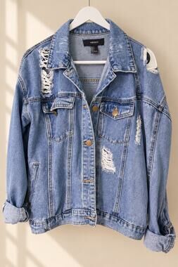 Forever 21 Distressed Blue Denim Jacket – Size S